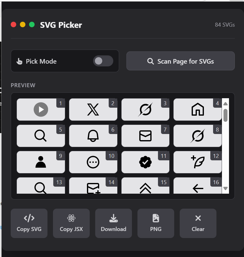 Screenshot of download feature